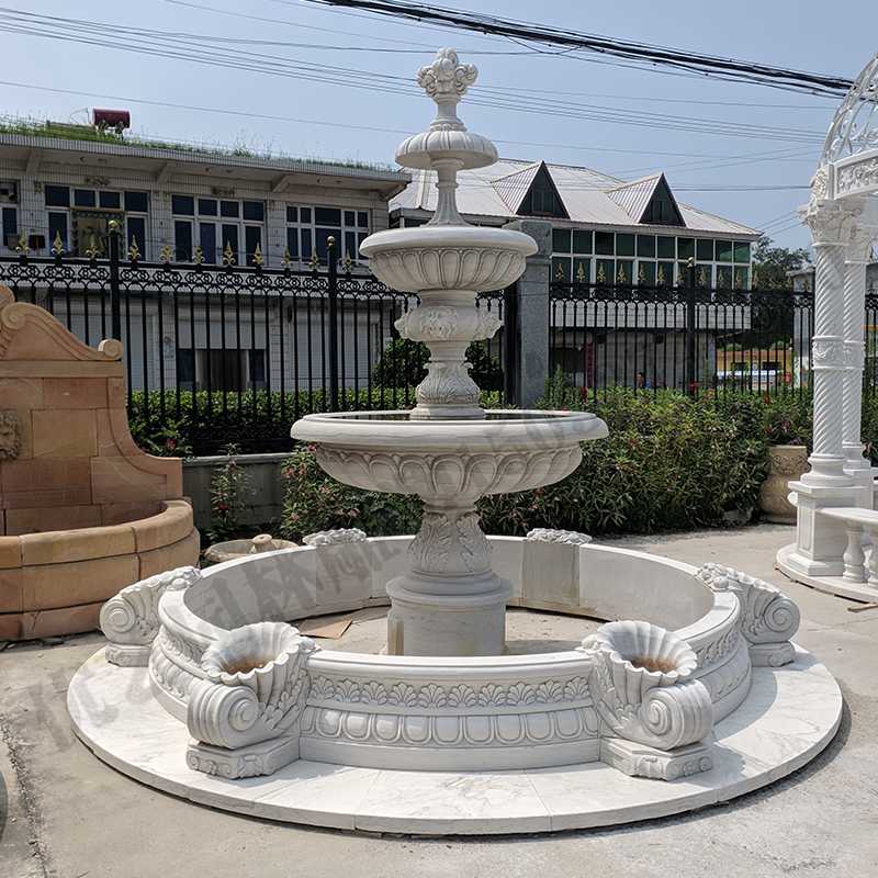 景觀噴泉定制，園林石雕噴泉，大理石噴泉