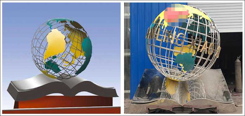不銹鋼地球，景觀地球雕塑，學校地球儀擺件